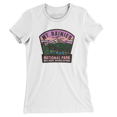 Mt. Rainier National Park Badge Women's T-Shirt-White-Allegiant Goods Co. Vintage Sports Apparel