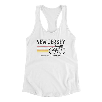 New Jersey Cycling Women's Racerback Tank-White-Allegiant Goods Co. Vintage Sports Apparel