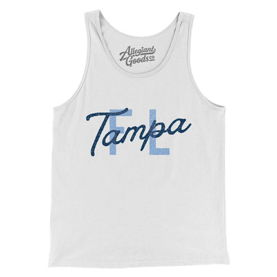 Tampa Fl Overprinted Men/Unisex Tank Top-White-Allegiant Goods Co. Vintage Sports Apparel