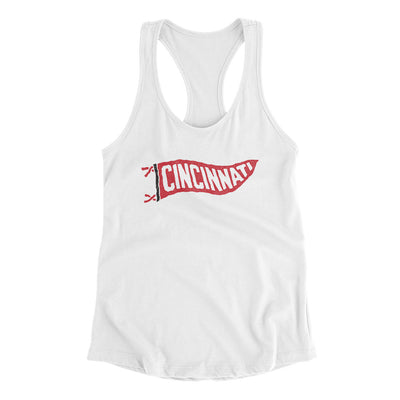 Cincinnati Pennant Women's Racerback Tank-White-Allegiant Goods Co. Vintage Sports Apparel