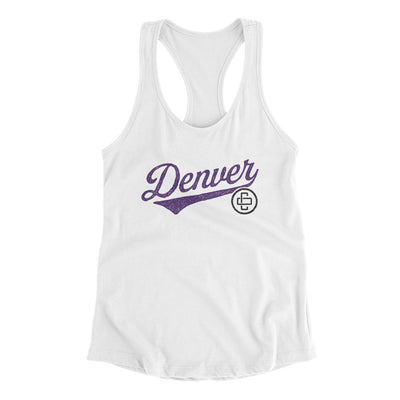 Denver Vintage Script Women's Racerback Tank-White-Allegiant Goods Co. Vintage Sports Apparel