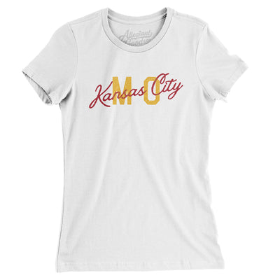 Kansas City Mo Overprinted Women's T-Shirt-White-Allegiant Goods Co. Vintage Sports Apparel