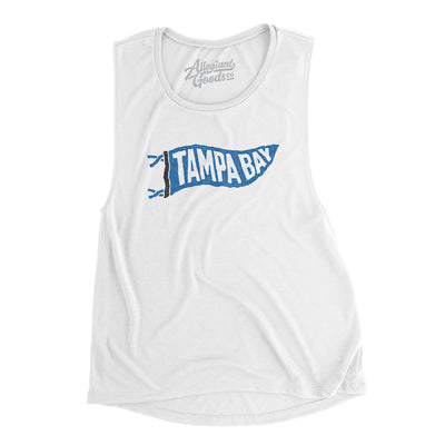 Tampa Bay Pennant Women's Flowey Scoopneck Muscle Tank-White-Allegiant Goods Co. Vintage Sports Apparel