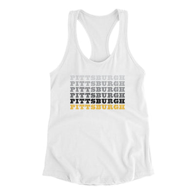 Pittsburgh Repeat Women's Racerback Tank-White-Allegiant Goods Co. Vintage Sports Apparel