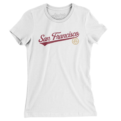 San Francisco Vintage Script Women's T-Shirt-White-Allegiant Goods Co. Vintage Sports Apparel