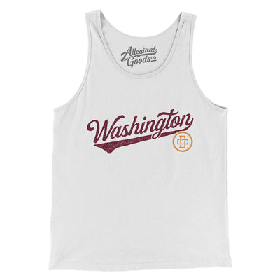 Washington Dc Vintage Script Men/Unisex Tank Top-White-Allegiant Goods Co. Vintage Sports Apparel