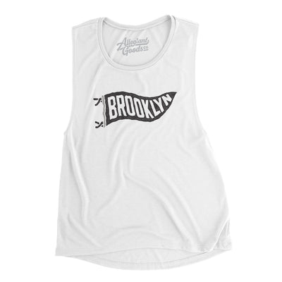 Brooklyn Pennant Women's Flowey Scoopneck Muscle Tank-White-Allegiant Goods Co. Vintage Sports Apparel