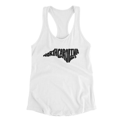 North Carolina State Shape Text Women's Racerback Tank-White-Allegiant Goods Co. Vintage Sports Apparel