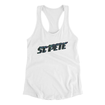 St. Pete Connect Women's Racerback Tank-White-Allegiant Goods Co. Vintage Sports Apparel