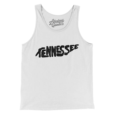 Tennessee State Shape Text Men/Unisex Tank Top-White-Allegiant Goods Co. Vintage Sports Apparel