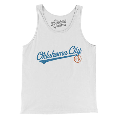 Oklahoma City Vintage Script Men/Unisex Tank Top-White-Allegiant Goods Co. Vintage Sports Apparel