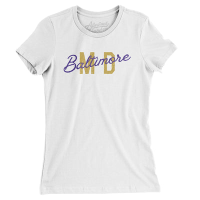 Baltimore Md Overprinted Women's T-Shirt-White-Allegiant Goods Co. Vintage Sports Apparel