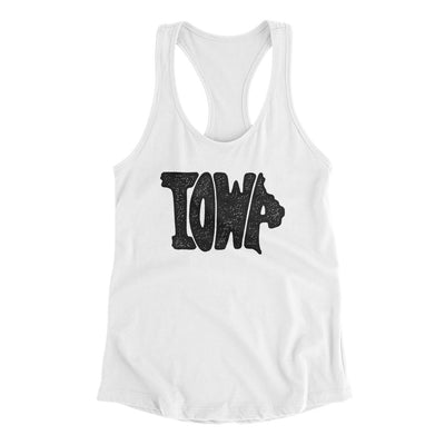 Iowa State Shape Text Women's Racerback Tank-White-Allegiant Goods Co. Vintage Sports Apparel