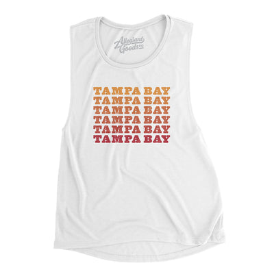 Tampa Bay Repeat Women's Flowey Scoopneck Muscle Tank-White-Allegiant Goods Co. Vintage Sports Apparel