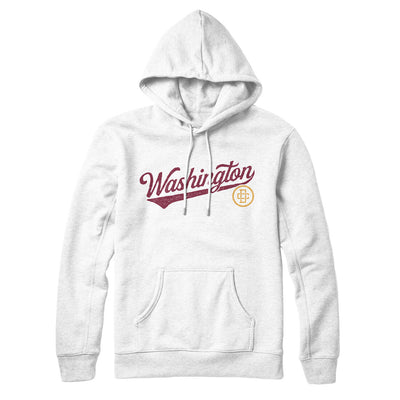 Washington Dc Vintage Script Hoodie-White-Allegiant Goods Co. Vintage Sports Apparel