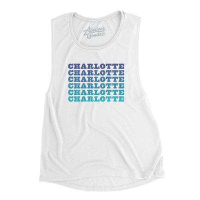 Charlotte Repeat Women's Flowey Scoopneck Muscle Tank-White-Allegiant Goods Co. Vintage Sports Apparel