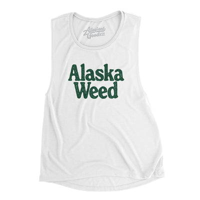 Alaska Weed Women's Flowey Scoopneck Muscle Tank-White-Allegiant Goods Co. Vintage Sports Apparel