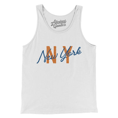 New York Ny Overprinted Men/Unisex Tank Top-White-Allegiant Goods Co. Vintage Sports Apparel