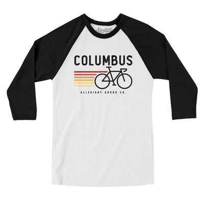 Columbus Cycling Men/Unisex Raglan 3/4 Sleeve T-Shirt-White|Black-Allegiant Goods Co. Vintage Sports Apparel