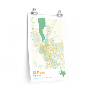 El Paso Texas City Street Map Poster-12″ × 18″-Allegiant Goods Co. Vintage Sports Apparel