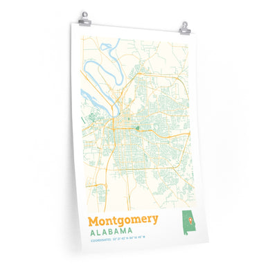 Montgomery Alabama City Street Map Poster-20″ × 30″-Allegiant Goods Co. Vintage Sports Apparel