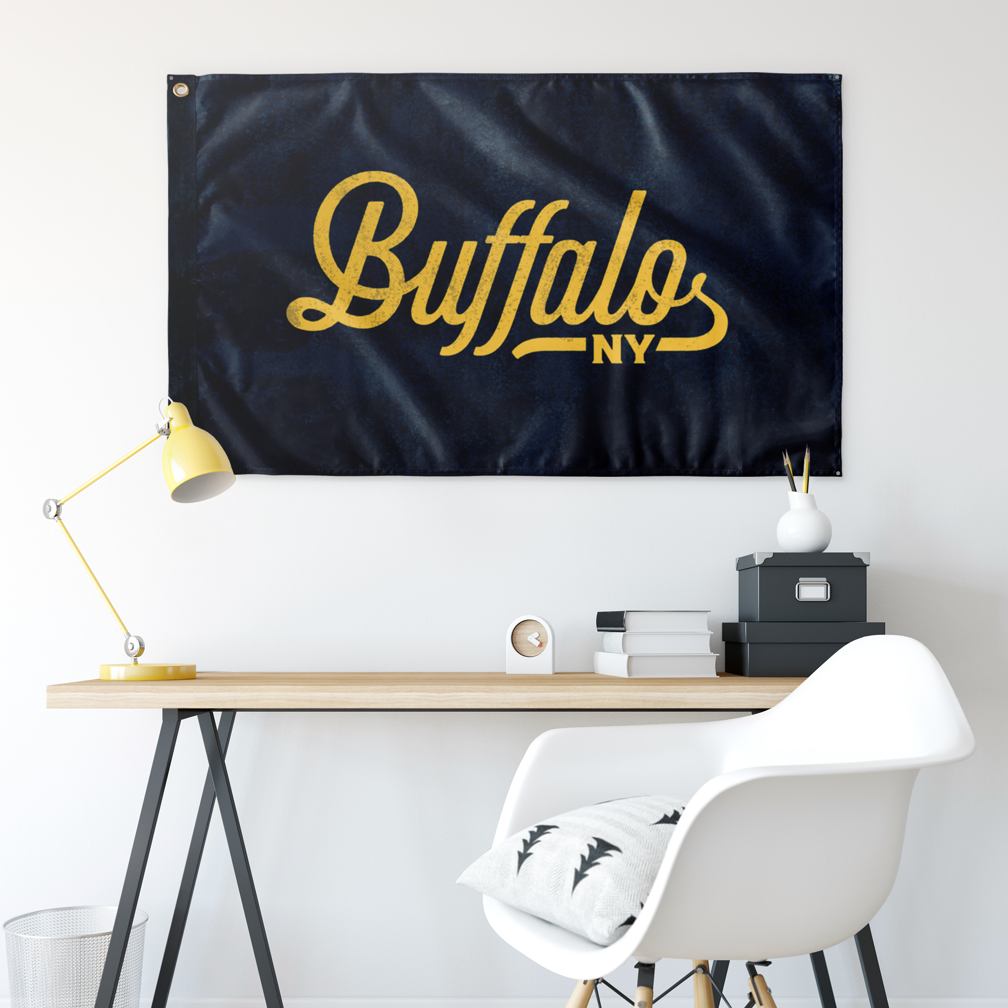 Buffalo New York Wall Flag (Navy & Yellow) - Allegiant Goods Co.