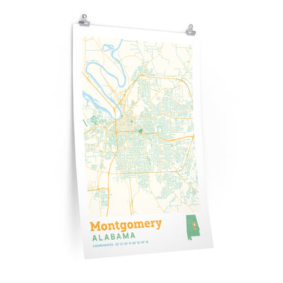 Montgomery Alabama City Street Map Poster-24″ × 36″-Allegiant Goods Co. Vintage Sports Apparel