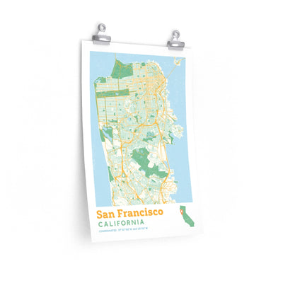 San Francisco California City Street Map Poster-12″ × 18″-Allegiant Goods Co. Vintage Sports Apparel