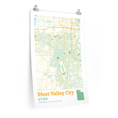 West Valley City Utah City Street Map Poster-20″ × 30″-Allegiant Goods Co. Vintage Sports Apparel