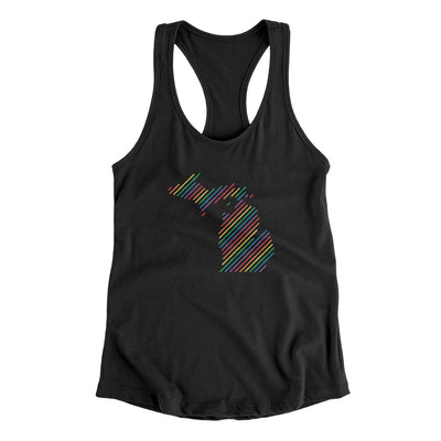 Michigan Pride State Women's Racerback Tank-Black-Allegiant Goods Co. Vintage Sports Apparel