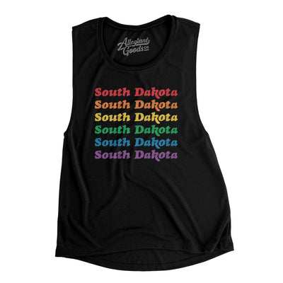 South Dakota Pride Women's Flowey Scoopneck Muscle Tank-Black-Allegiant Goods Co. Vintage Sports Apparel