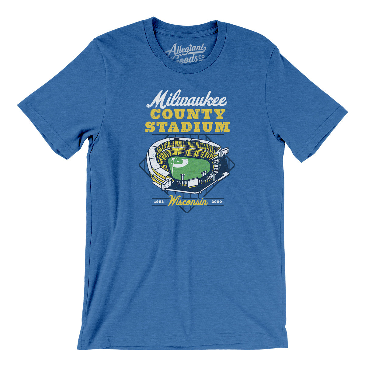 Milwaukee Brewers Homage Milwaukee County Stadium Tri-Blend T-Shirt - Royal