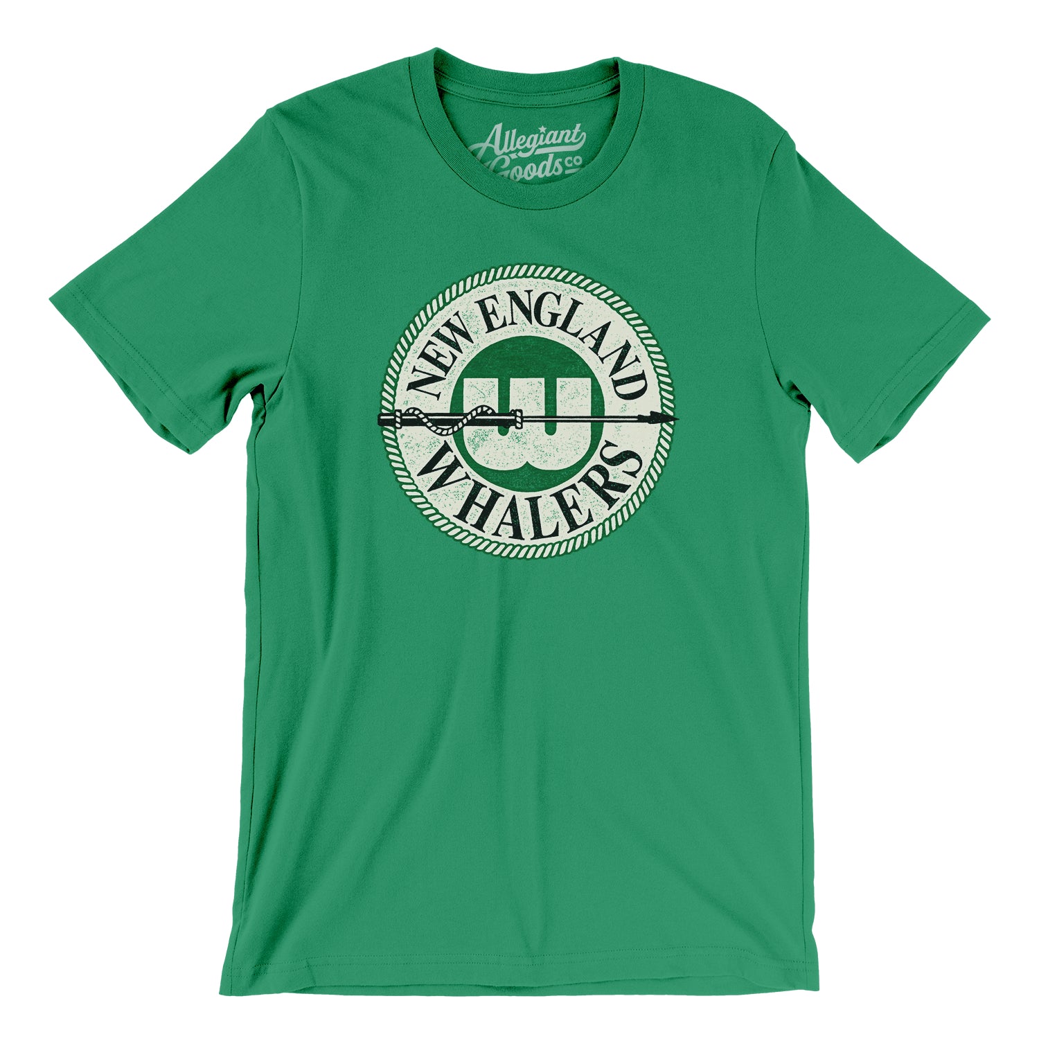 New England Whalers Retro WHa Hockey T Shirt - Green S Irish Green