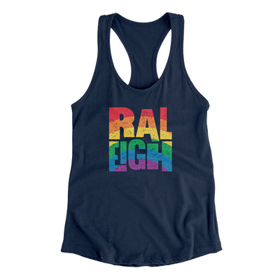 Raleigh North Carolina Pride Women's Racerback Tank-Midnight Navy-Allegiant Goods Co. Vintage Sports Apparel