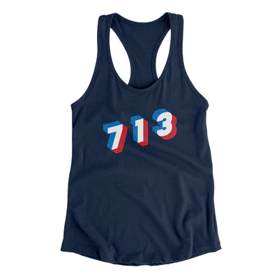 Houston 713 Area Code Women's Racerback Tank-Midnight Navy-Allegiant Goods Co. Vintage Sports Apparel