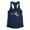 Massachusetts American Flag Women's Racerback Tank-Midnight Navy-Allegiant Goods Co. Vintage Sports Apparel