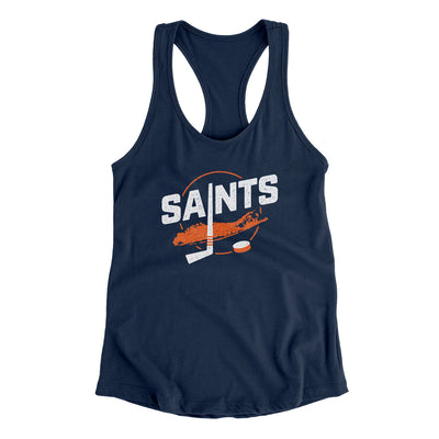 New York Saints Women's Racerback Tank-Solid Midnight Navy-Allegiant Goods Co. Vintage Sports Apparel