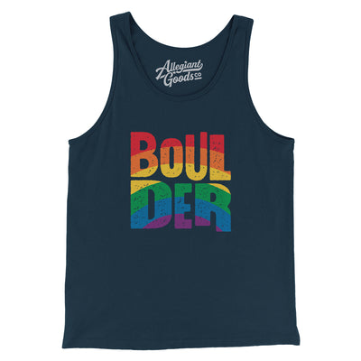 Boulder Colorado Pride Men/Unisex Tank Top-Navy-Allegiant Goods Co. Vintage Sports Apparel