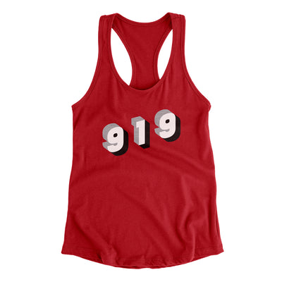 Raleigh 919 Area Code Women's Racerback Tank-Red-Allegiant Goods Co. Vintage Sports Apparel