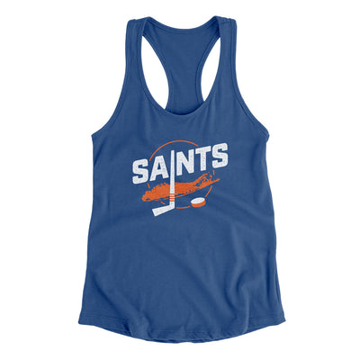 New York Saints Women's Racerback Tank-Solid Royal-Allegiant Goods Co. Vintage Sports Apparel