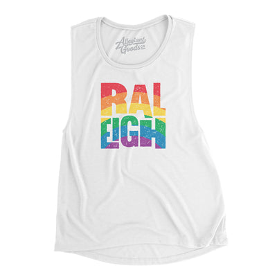 Raleigh North Carolina Pride Women's Flowey Scoopneck Muscle Tank-White-Allegiant Goods Co. Vintage Sports Apparel