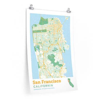 San Francisco California City Street Map Poster-20″ × 30″-Allegiant Goods Co. Vintage Sports Apparel