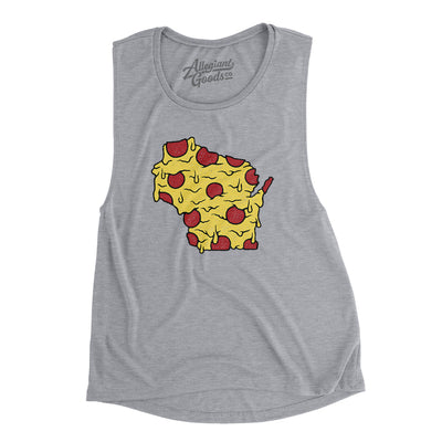 Wisconsin Pizza State Women's Flowey Scoopneck Muscle Tank-Athletic Heather-Allegiant Goods Co. Vintage Sports Apparel