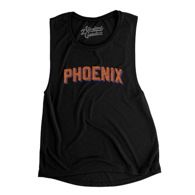 Phoenix Varsity Women's Flowey Scoopneck Muscle Tank-Black-Allegiant Goods Co. Vintage Sports Apparel