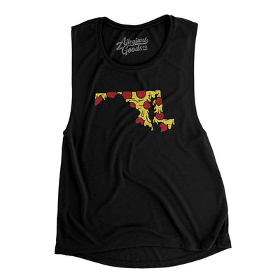 Maryland Pizza State Women's Flowey Scoopneck Muscle Tank-Black-Allegiant Goods Co. Vintage Sports Apparel