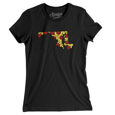 Maryland Pizza State Women's T-Shirt-Black-Allegiant Goods Co. Vintage Sports Apparel