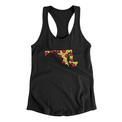 Maryland Pizza State Women's Racerback Tank-Black-Allegiant Goods Co. Vintage Sports Apparel