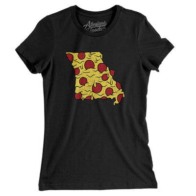 Missouri Pizza State Women's T-Shirt-Black-Allegiant Goods Co. Vintage Sports Apparel