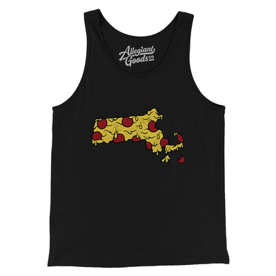 Massachusetts Pizza State Men/Unisex Tank Top-Black-Allegiant Goods Co. Vintage Sports Apparel