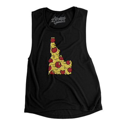 Idaho Pizza State Women's Flowey Scoopneck Muscle Tank-Black-Allegiant Goods Co. Vintage Sports Apparel